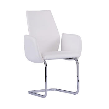 Arm chair Metal Frame chrome Upholstered white pattern PU Metal arm chair Guanxin Home Furniture