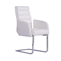 Arm chair PU cover Metal Frame Upholstered white pattern PU Dining Chair Guanxin Home Furniture