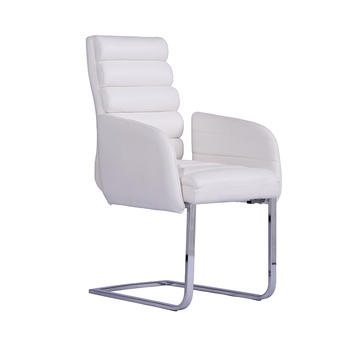 Arm chair PU cover Metal Frame Upholstered white pattern PU Dining Chair Guanxin Home Furniture