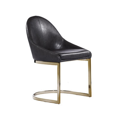 Accent Chair in Brandy Pu with Plating Titanium Gold Flat Tube Guanxin Furniture
