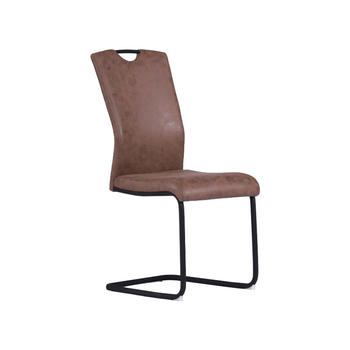Dining Chair in Brown Fabric with Black Stand Tube Guanxin Furniture
