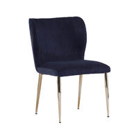 Dining Chair in Blue fabric with Gold Round Tube Legs Guanxin Furniture